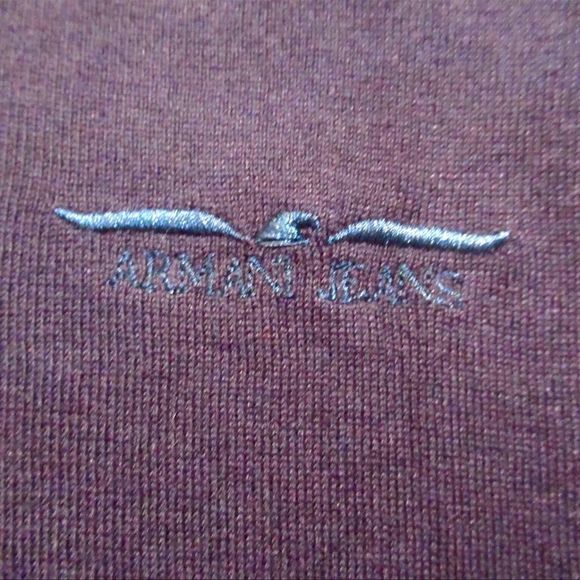 • ARMANI Jeans 1/4 Zip Collared SILK Wool thin Sweater • - Picture 3 of 6